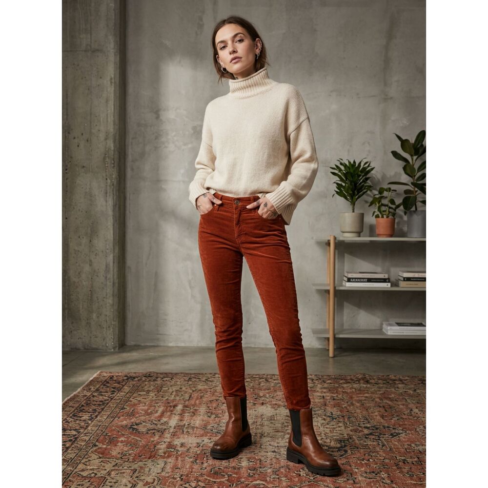 AG Adriano Goldschmied “The Farrah Skinny” high-rise skinny pants in rust/copper
